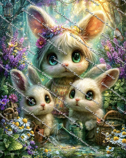 Die Häschen von Blütenwald by Elly_A.I. 80x100 285 Farben