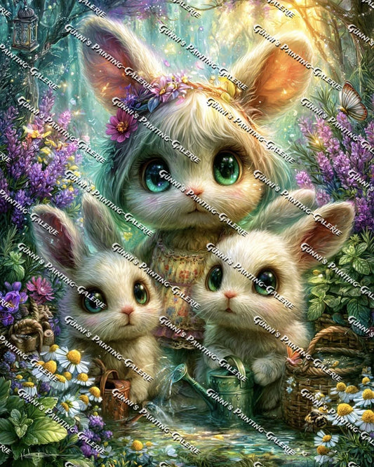 Die Häschen von Blütenwald by Elly_A.I. 80x100 285 Farben