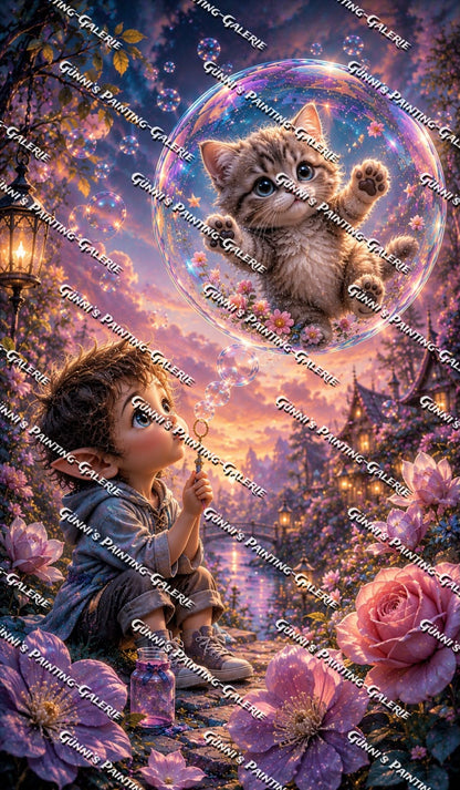 Kätzchen in der Zauberblase by Biggilee_Art 70x120 280 Farben