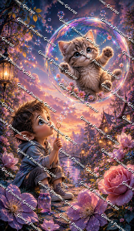 Kätzchen in der Zauberblase by Biggilee_Art 70x120 280 Farben