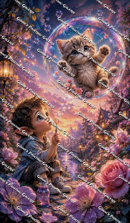 Kätzchen in der Zauberblase by Biggilee_Art 70x120 280 Farben