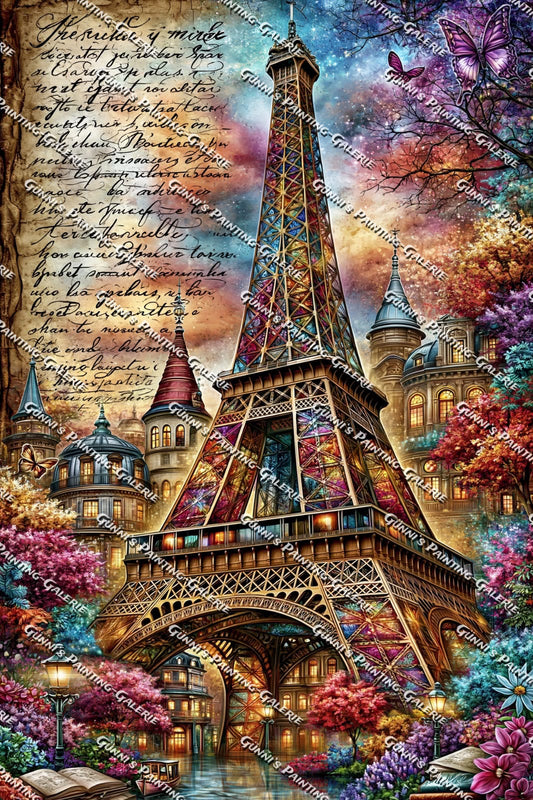 Vintage - Die blühende Stadt der Liebe by Andy‘s_AI_Art 80x120 320 Farben