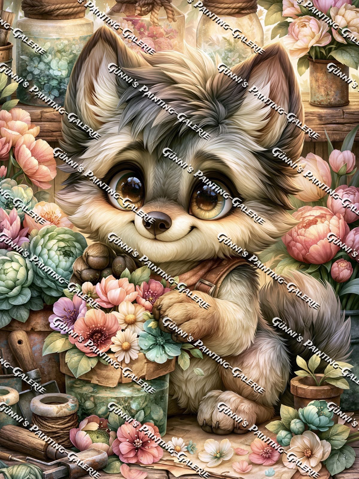 Kleine Pfoten, große Blüten by Sweet_Loco_AI 75x100 240 Farben
