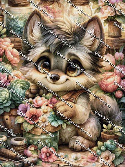 Kleine Pfoten, große Blüten by Sweet_Loco_AI 75x100 240 Farben