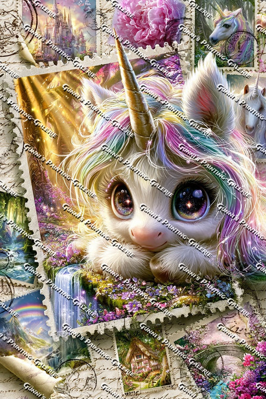 Collage aus der Einhornwelt by Elly_AI 80x120 325 Farben