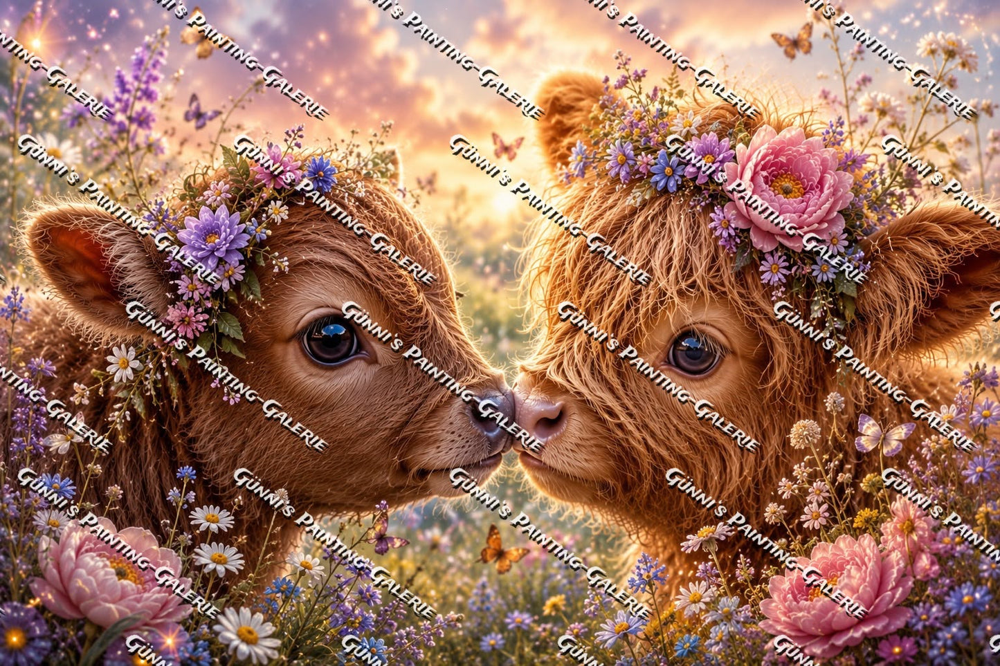 Zwei Herzen im Blumenfeld by Biggilee_Art 120x80 270 Farben