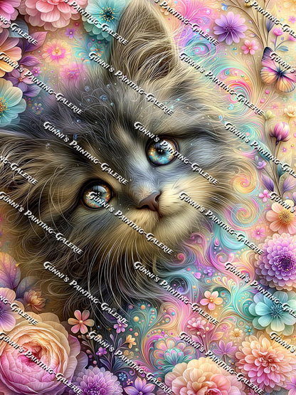 Kätzchen im Blütenzauber by Andy‘s_AI_Art 75x100 290 Farben