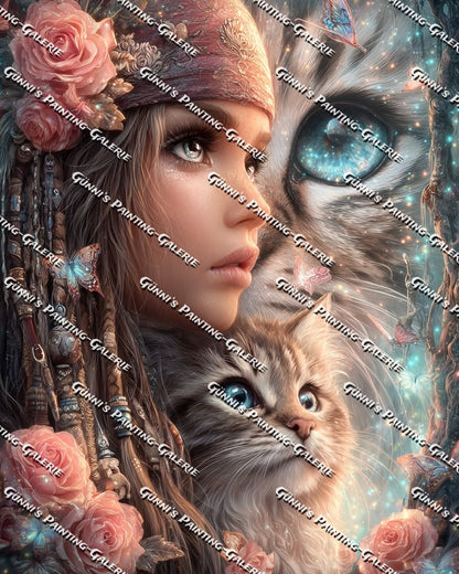 Die Katzenflüsterin by Elly_A.I. 80x100 210 Farben