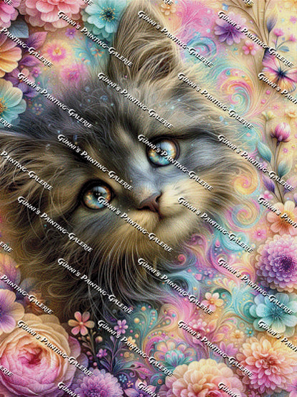 Kätzchen im Blütenzauber by Andy‘s_AI_Art 75x100 290 Farben