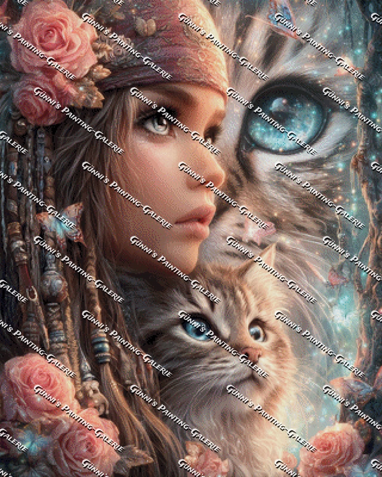 Die Katzenflüsterin by Elly_A.I. 80x100 210 Farben