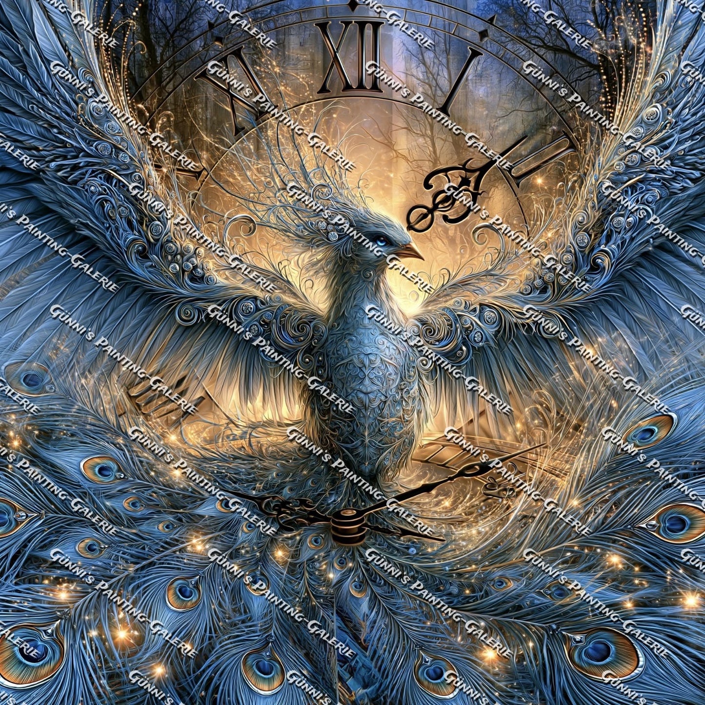 Der Pfau der Ewigkeit by QN 90x90 195 Farben