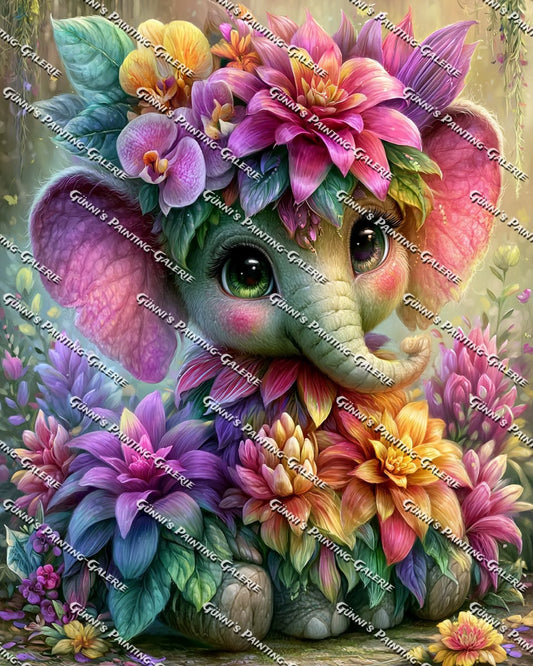Blütenelefant by Elly_A.I. 80x100 280 Farben