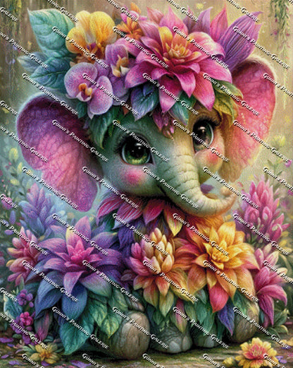 Blütenelefant by Elly_A.I. 80x100 280 Farben