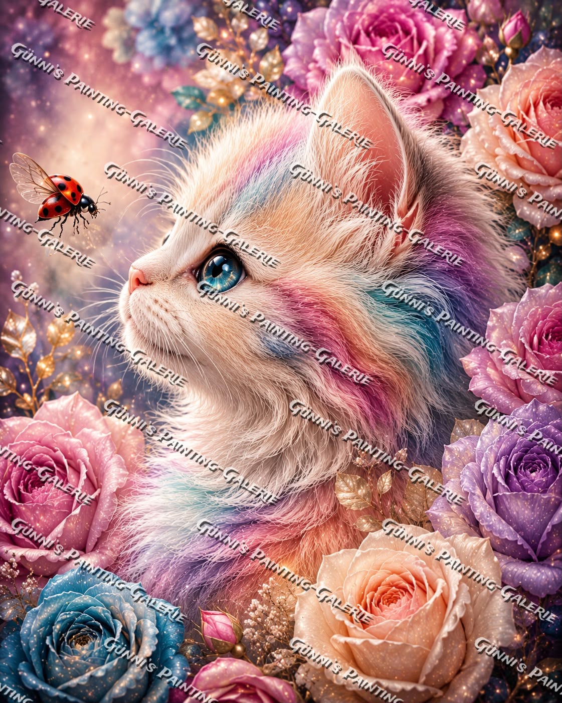 Kätzchen im Rosenzauber by Biggilee_Art 80x100 280 Farben