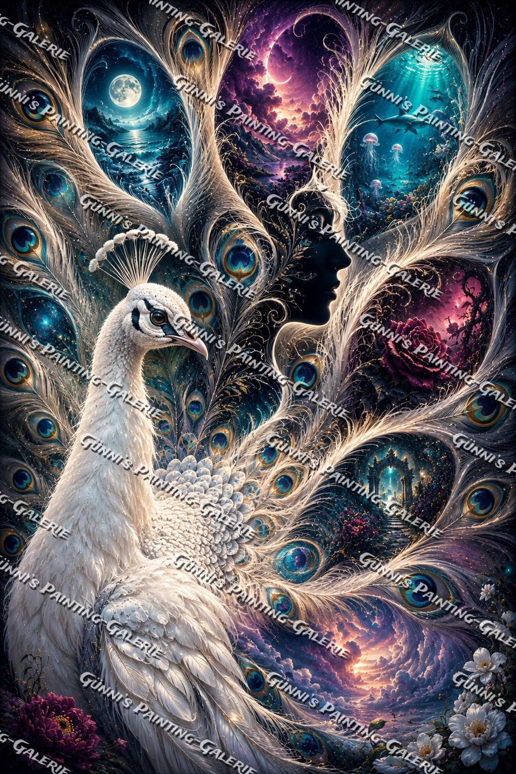 Der weiße Pfau der Welten by Biggilee_Art 80x120 260 Farben