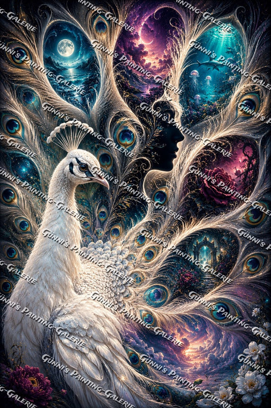 Der weiße Pfau der Welten by Biggilee_Art 80x120 260 Farben