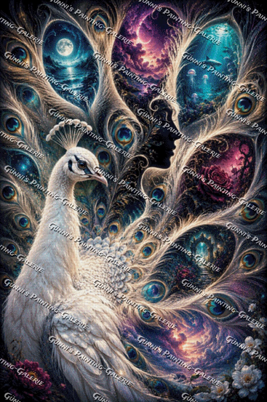 Der weiße Pfau der Welten by Biggilee_Art 80x120 260 Farben