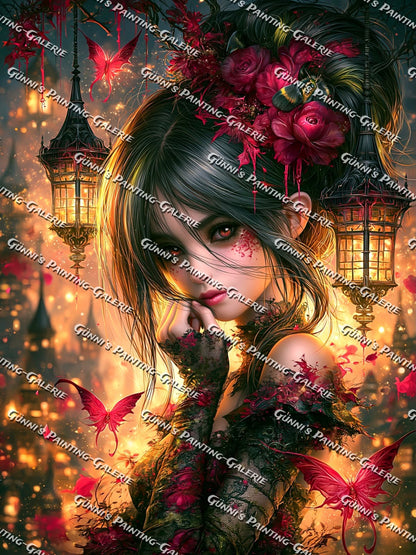 Dunkler Blütenzauber by Sweet_Loco_AI 90x120 250 Farben