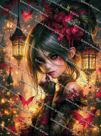 Dunkler Blütenzauber by Sweet_Loco_AI 90x120 250 Farben