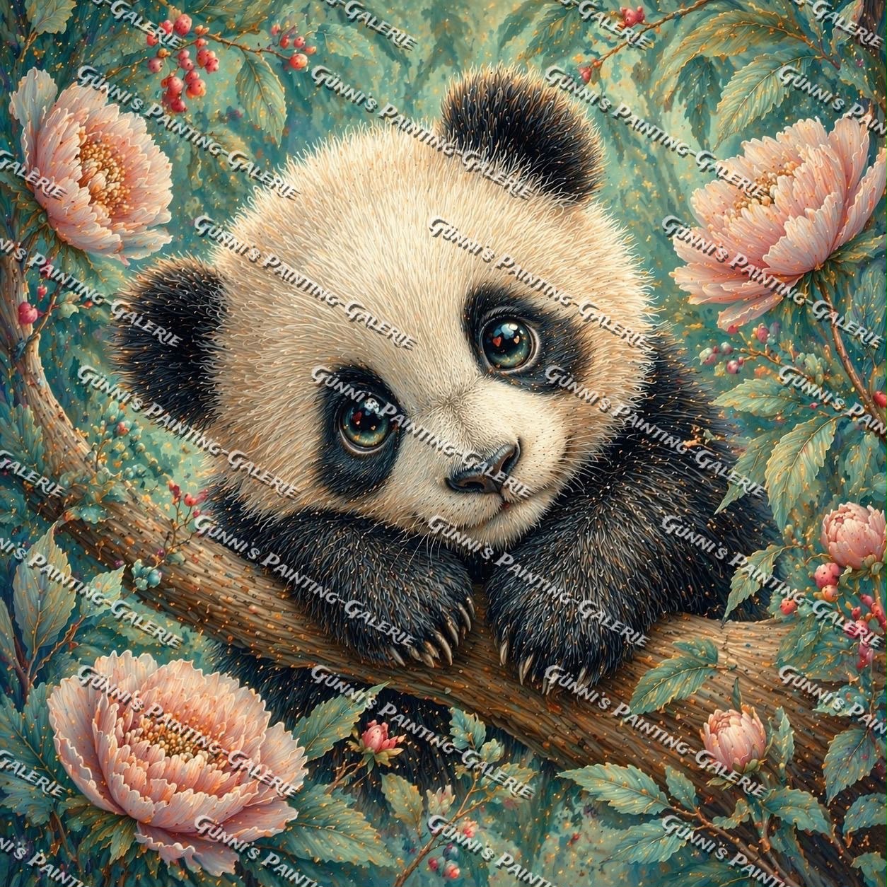 Kleiner Panda im Blütenzauber by LulanaCuties 60x60 160 Farben