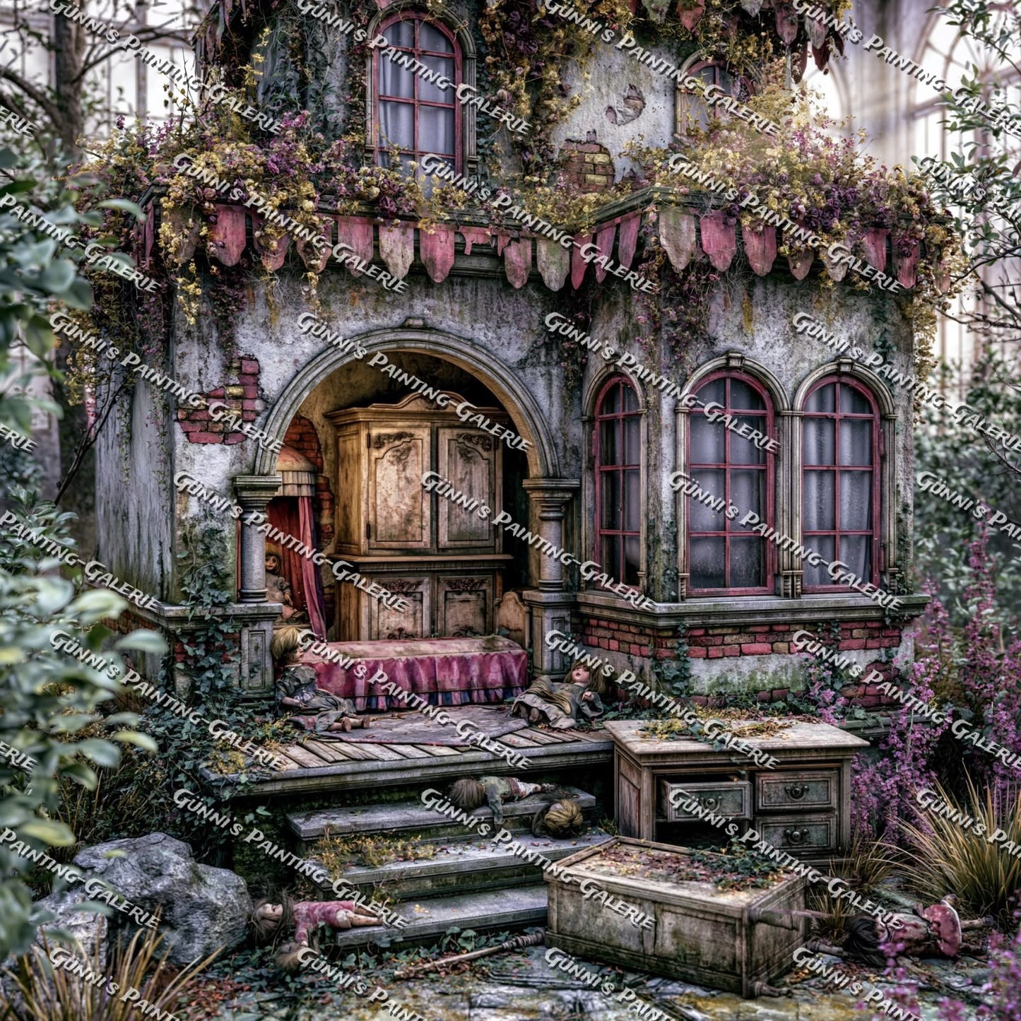 LostPlace Original - Das vergessene Puppenhaus by QN 80x80 185 Farben