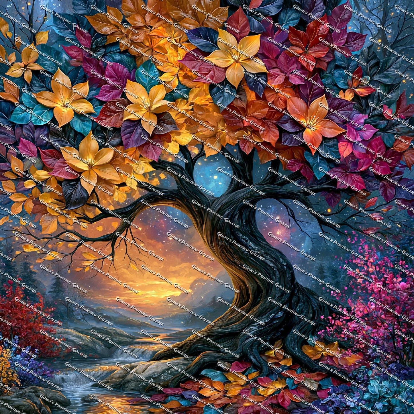 Der Lebensbaum by QN 90x90 310 Farben