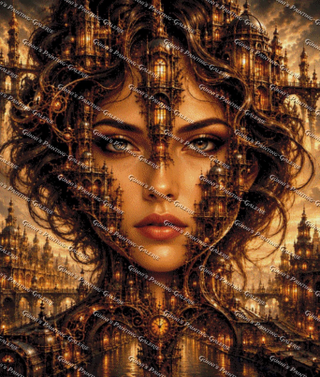 Die Seele der goldenen Stadt by Glaze_AI 85x100 120 Farben