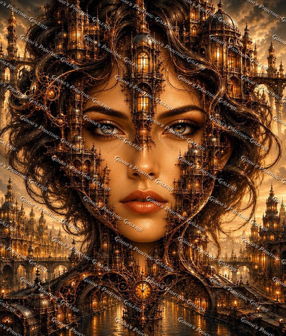 Die Seele der goldenen Stadt by Glaze_AI 85x100 120 Farben