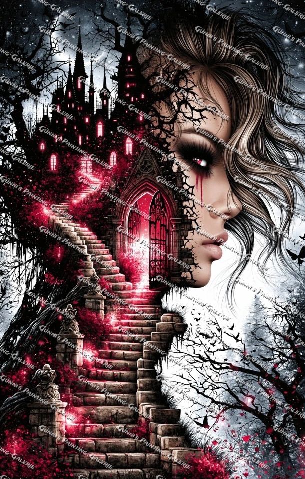 Treppe ins Schattenreich by illumaris KI_Art 70x110 190 Farben