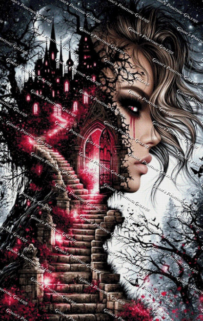 Treppe ins Schattenreich by illumaris KI_Art 70x110 190 Farben