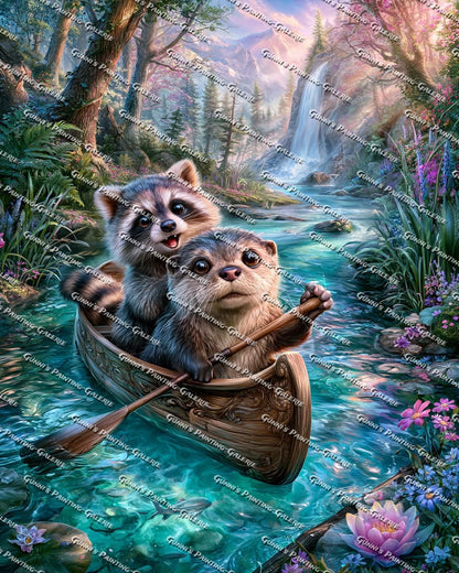 Flussabenteuer der kleinen Freunde by Elly_A.I. 80x100 270 Farben