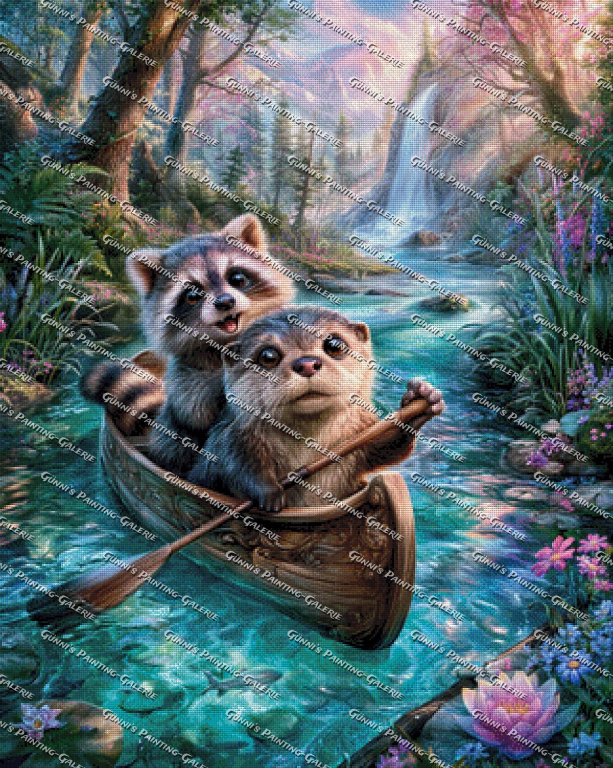 Flussabenteuer der kleinen Freunde by Elly_A.I. 80x100 270 Farben