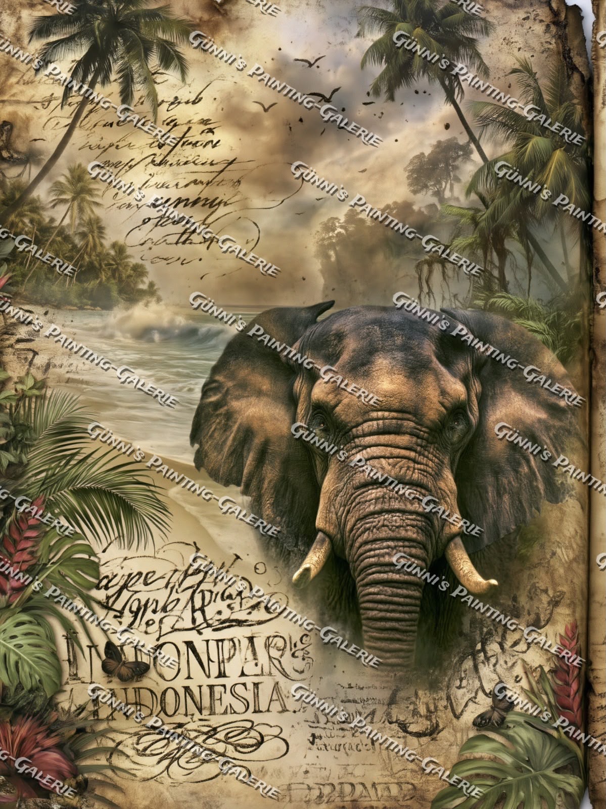 Elefant der verlorenen Insel by QN 75x100 120 Farben