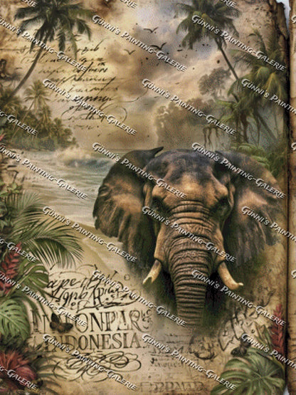 Elefant der verlorenen Insel by QN 75x100 120 Farben