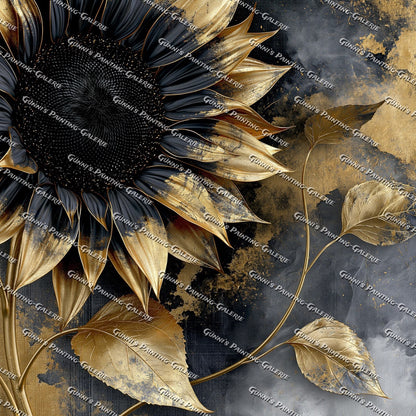 Goldene Sonnenblume der Nacht by QN 80x80 120 Farben