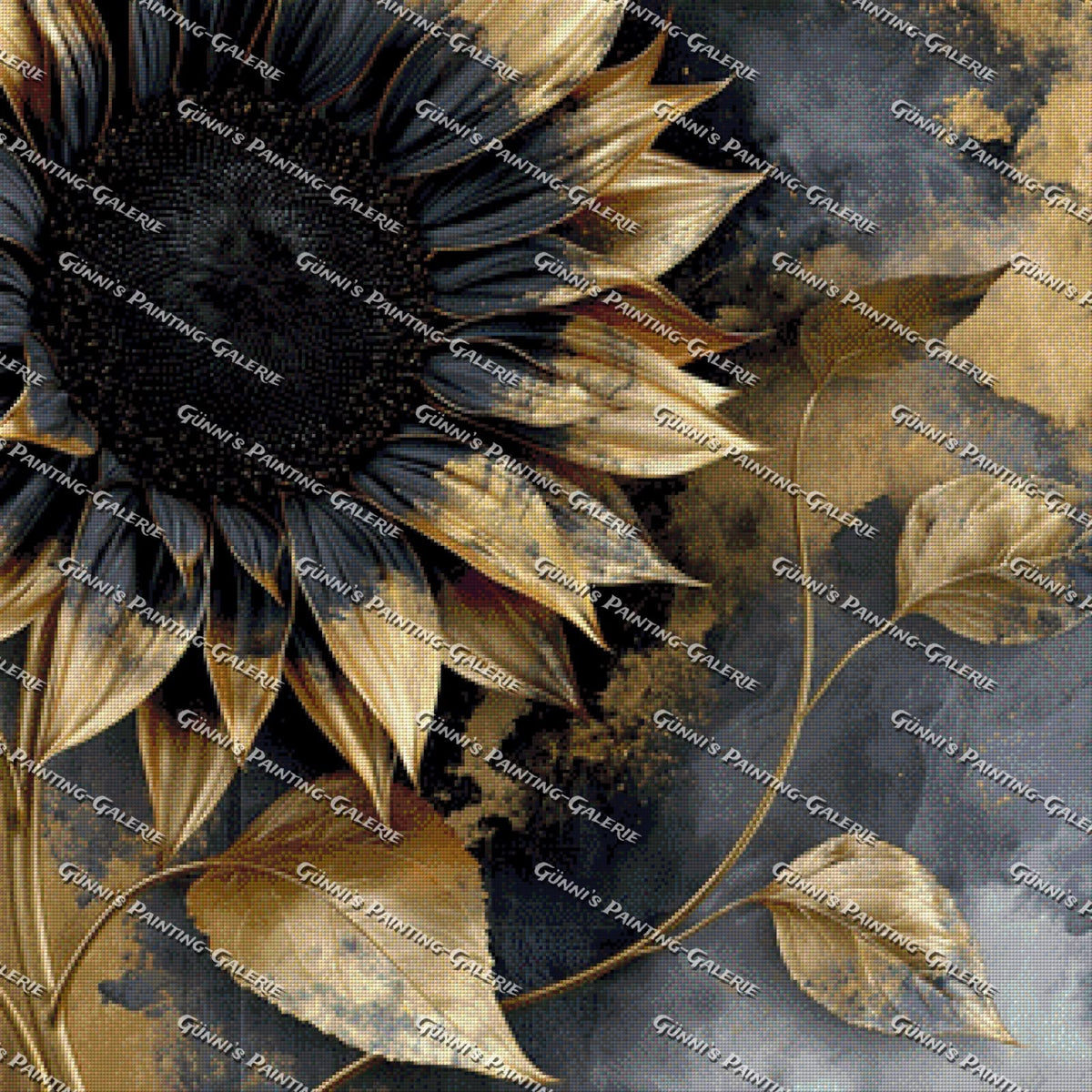 Goldene Sonnenblume der Nacht by QN 80x80 120 Farben