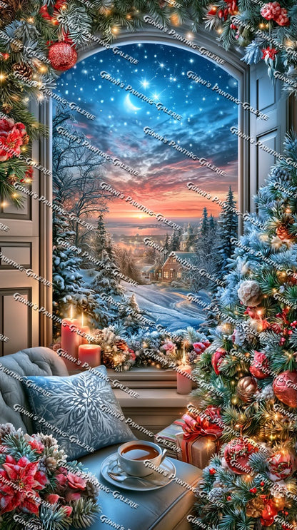 Weihnachtszauber am Fenster by Elly_A.I. 70x125 300 Farben