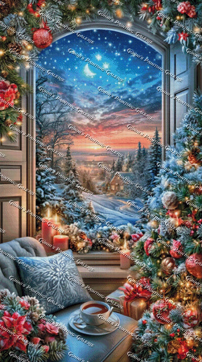 Weihnachtszauber am Fenster by Elly_A.I. 70x125 300 Farben