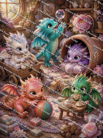 Die kleine Drachenbande by illumaris KI_Art 75x100 270 Farben