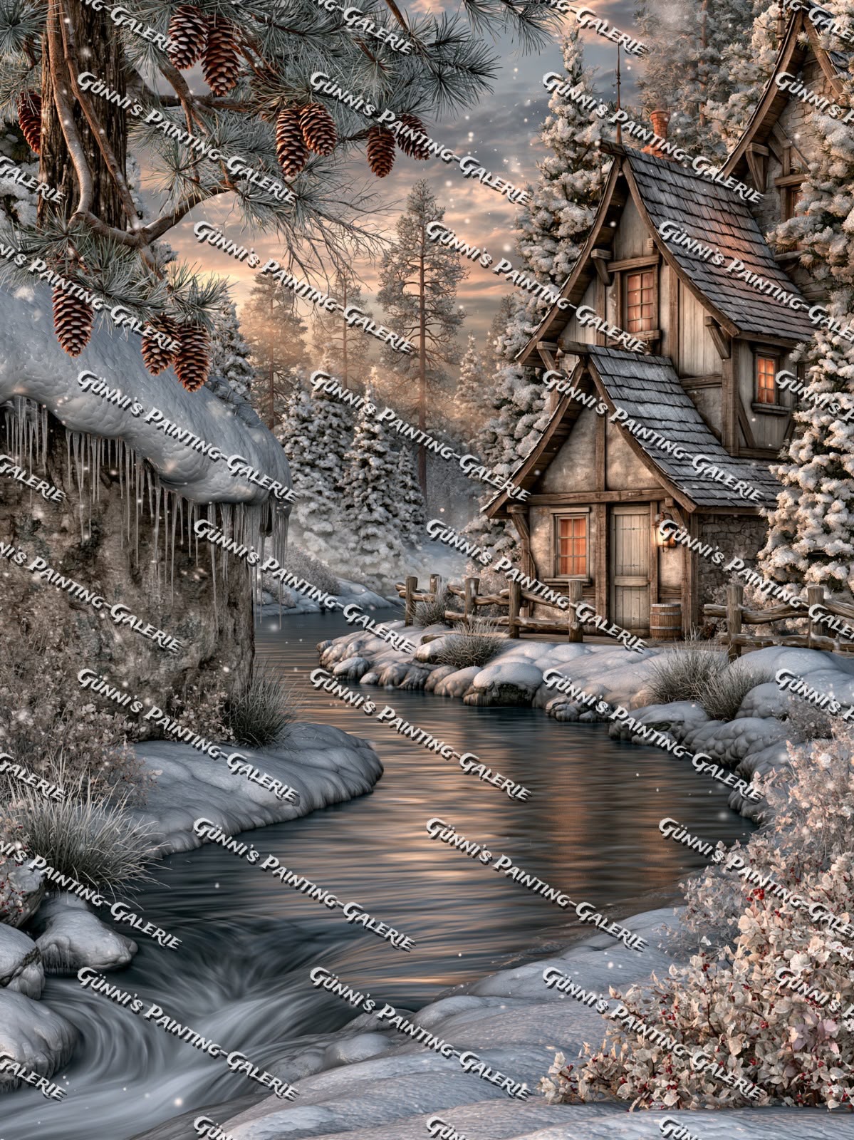 Verzauberte Winterhütte by QN 75x100 135 Farben
