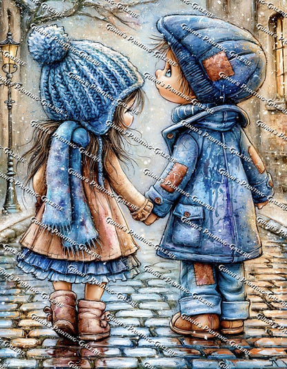 Hand in Hand durch den Winter by QN 70x90 185 Farben