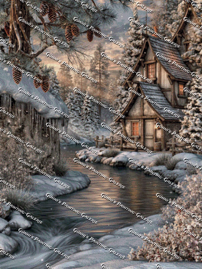 Verzauberte Winterhütte by QN 75x100 135 Farben