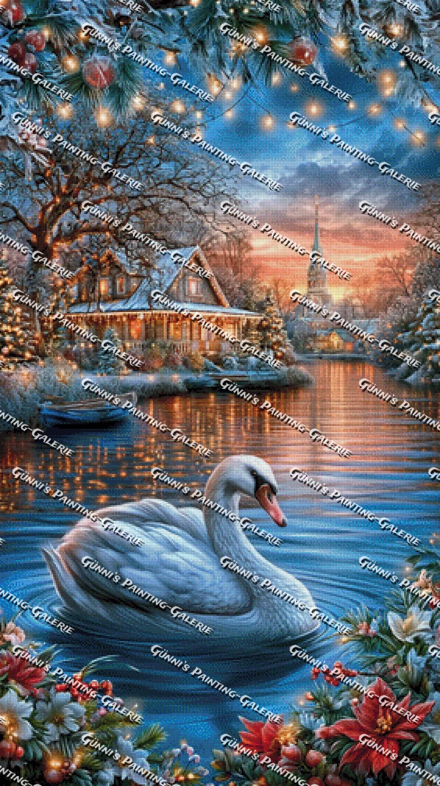 Winterstille am Schwanensee by Elly_A.I. 70x125 290 Farben