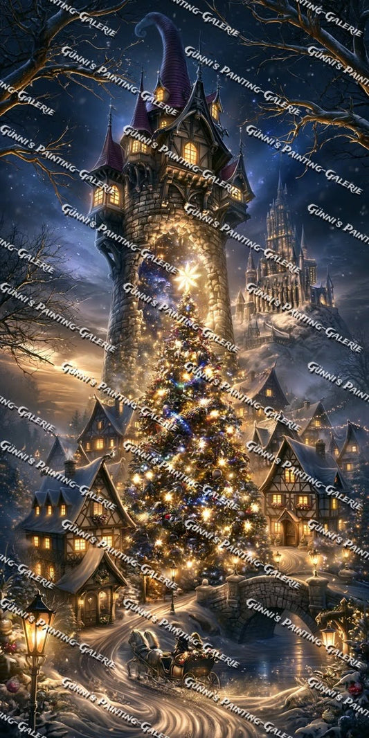 Das verzauberte Weihnachtsdorf by illumaris KI_Art 70x140 200 Farben