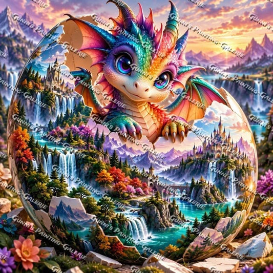 Drachenwelt by illumaris KI_Art 100x100 340 Farben