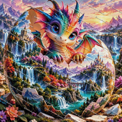 Drachenwelt by illumaris KI_Art 100x100 340 Farben