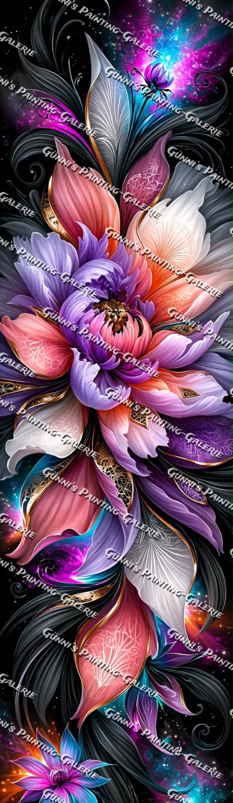 Kosmische Blüten by illumaris KI_Art 35x120 265 Farben