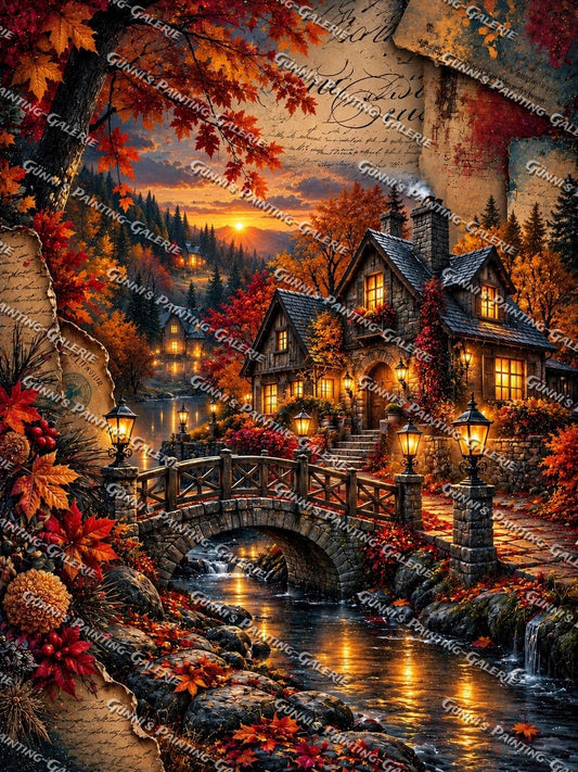 Vintage - Herbstlicht am stillen Bach by Andy‘s_AI_Art 90x120 230 Farben