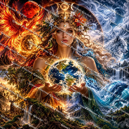 Die Seele der Elemente by Andy‘s_AI_Art 100x100 315 Farben