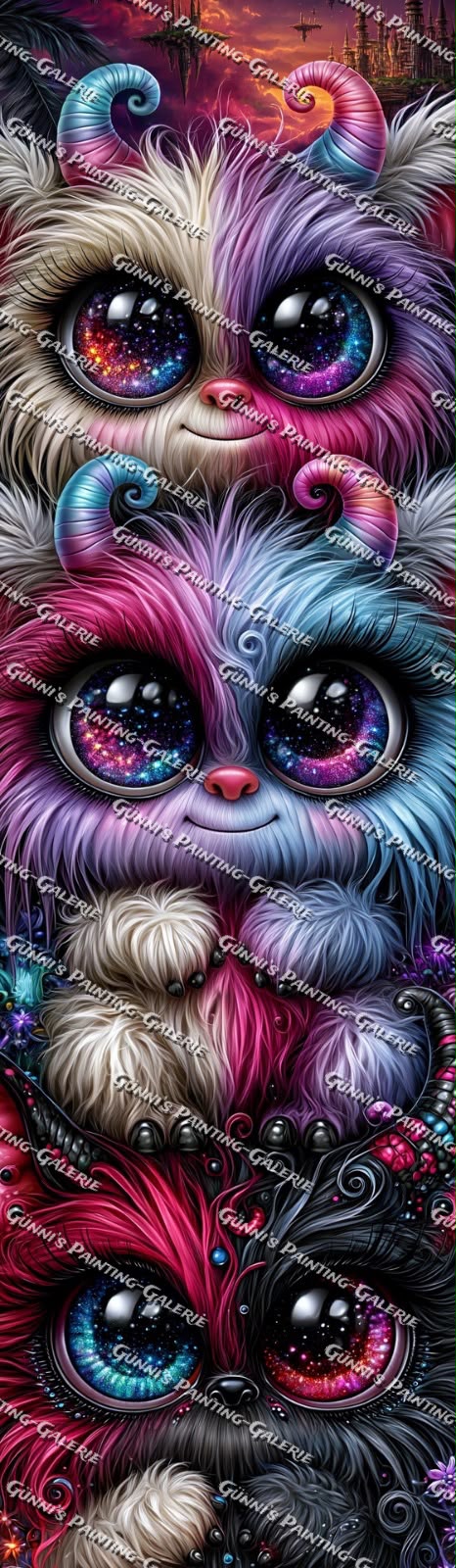 Die flauschige Monsterbande by Andy‘s_AI_Art 35x120 260 Farben